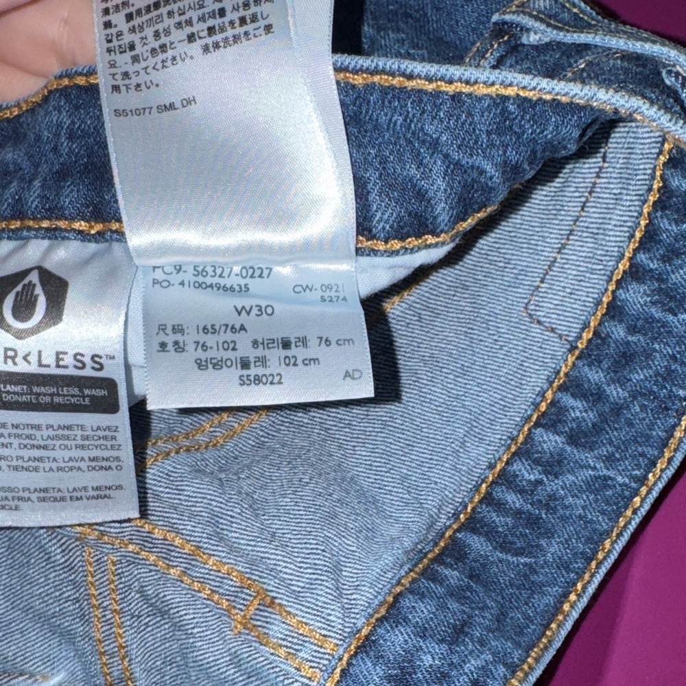 Levi's Blue Denim Frayed Hem Shorts - Picture 3 of 3